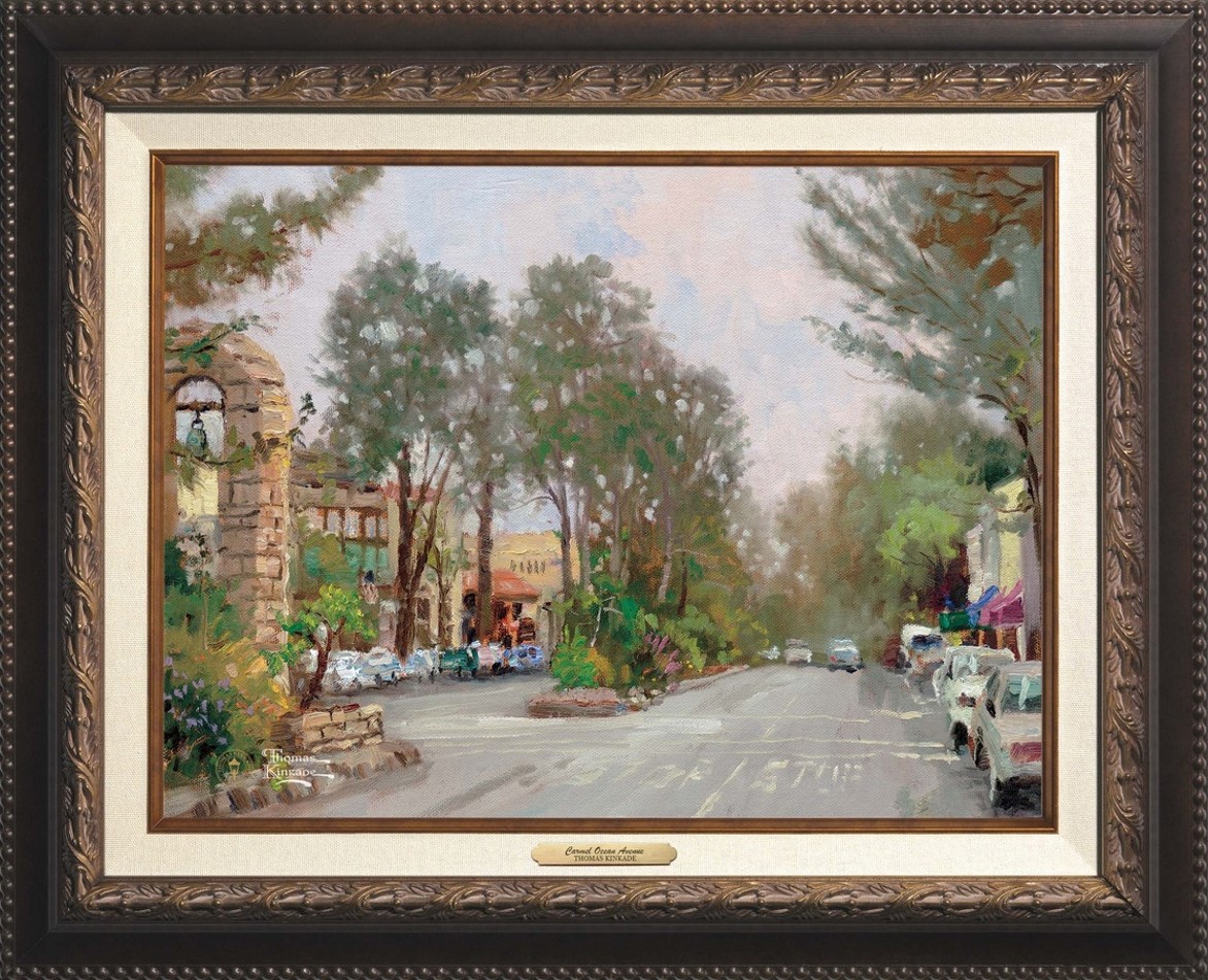 Carmel Ocean Avenue on a Rainy Afternoon Canvas Classics By Thomas Kinkade Studios