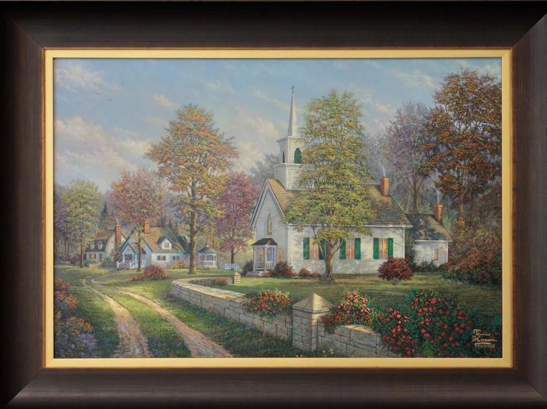 Thomas Kinkade Studios Serenity Chapel Original Canvas Study 