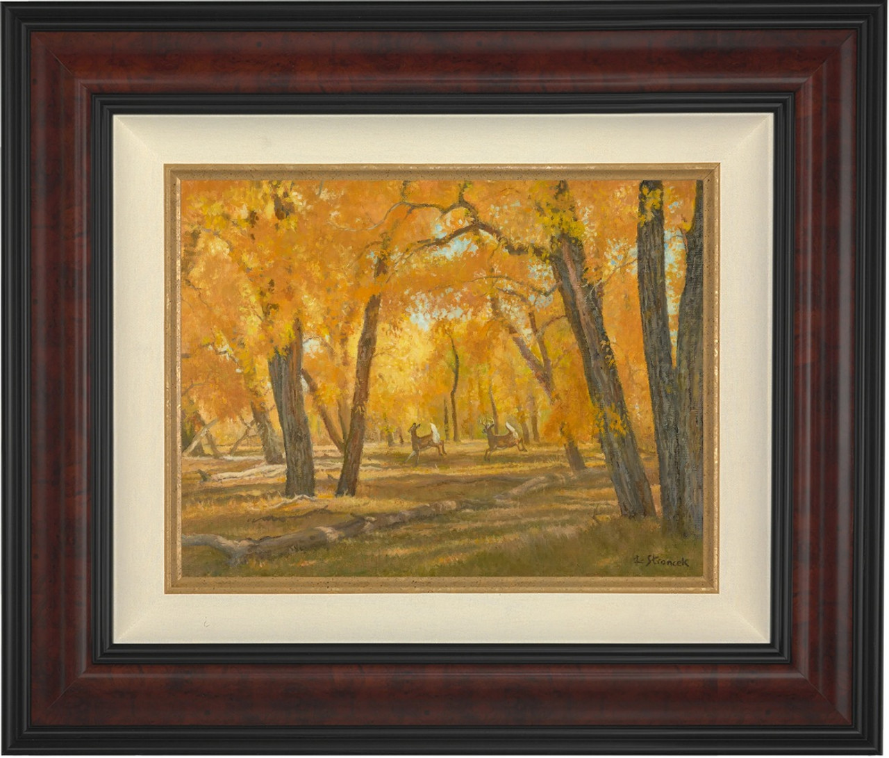 Through the Cottonwoods Framed Original Painting on Canvas by Lee Stroncek